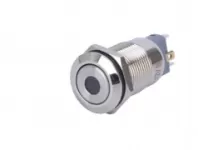 Nút nhấn nhả  phẳng vỏ kim loại phi 12mm